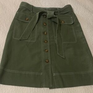 J. Crew Forest Green A-Line Skirt with Buttons